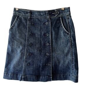 Bica Cheia Anthropologie Size 0 Blue Denim Skirt Excellent Button Down A Line